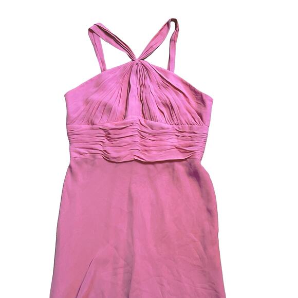 Vintage Y2K Anne Klein Plus Size 16 Silk Halter Dress Soft Powder Pink Ruched - Picture 5 of 11